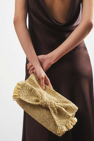 Oversized Bow Clutch | Natural Raffia