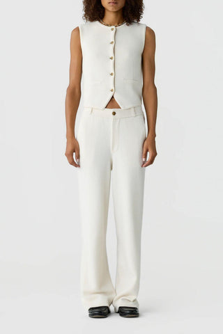 Tailored Crew Vest | Cream