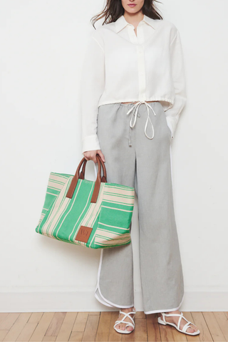 The Riviera Tote | Bright Green Stripe
