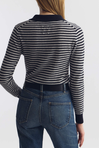 Prescott Stripe Polo | Dark Navy/Grey Stripe