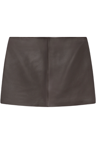 Mara Leather Mini Skirt | Deepest Brown