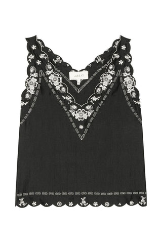 The Embroidered Floral Slip Top | Black