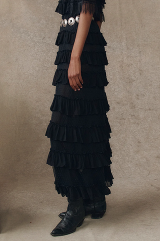 The Winter Mesh Flounce Skirt | Black