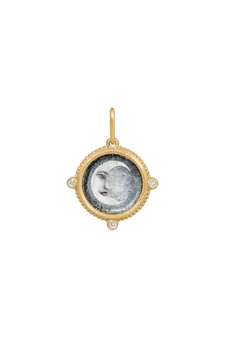 Hand Painted Silver Foil Moon Charm