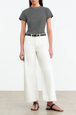 Lana Crewneck Tee | Black/Ivory Stripe