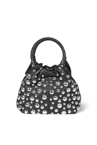 Gordi S Studded Handbag | Noir Grainé Silver