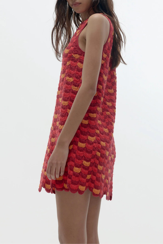 Solana Intarsia Mini Dress | Red/Orange