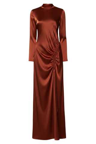 Satin Tab Gown | Rust