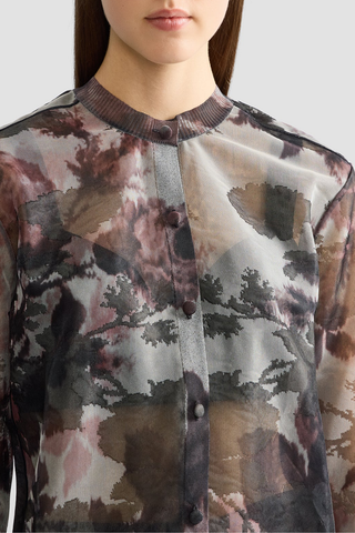 Floral Print Jacquard Cardigan | Dove Grey