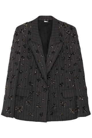 Murphy Embellished Blazer | Charcoal Stripe