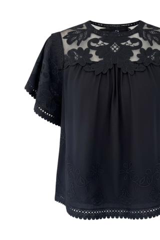 Alma SS Silk Top | Noir