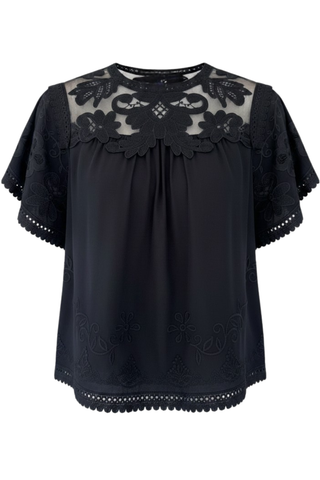 Alma SS Silk Top | Noir