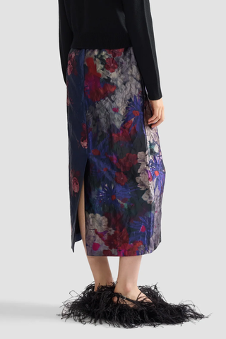 Textured Satin Pencil Skirt | Archive Patchwork Ink