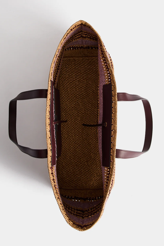 E/W Raffia Stripe Tote | Iris