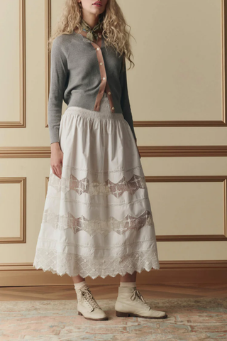 The Rosette Crochet Canary Skirt | Cream