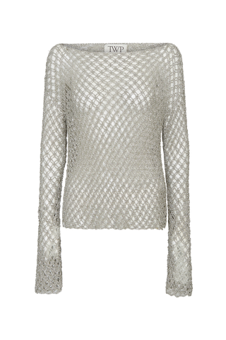 Hand Crochet Slash Neck Top | Pale Champagne