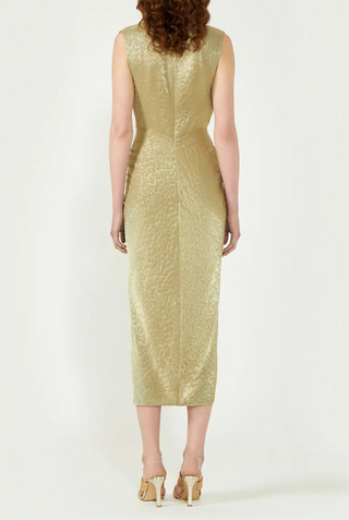 Franca Lurex Georgette Dress | Olive Gold
