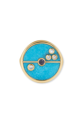 Compass Signet Ring | Turquoise and Tanzanite