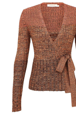 Mouline Rib Wrap Top | Chocolate Multi