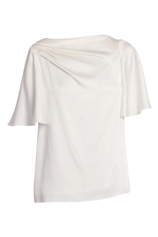 Draped Short Sleeve Top | Ivory