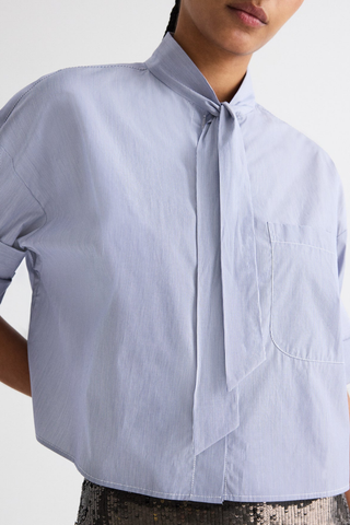 Next Ex Shirt With Tie | Indigo / White