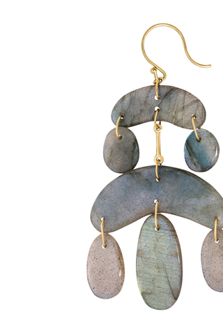 Tiny Cut Stone Chandelier Earrings | Labradorite