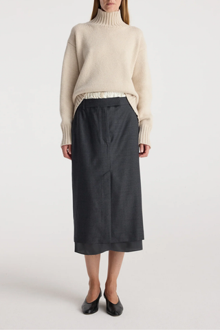 Boxer Detailed Skirt | Dark Grey Melange