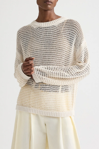 Wide Crew L/S Pullover | White