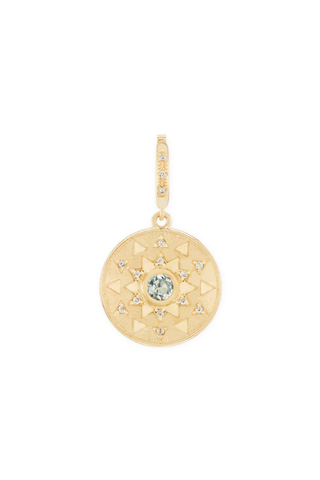 Mini Sun Sign Medallion | Aqua / Diamond