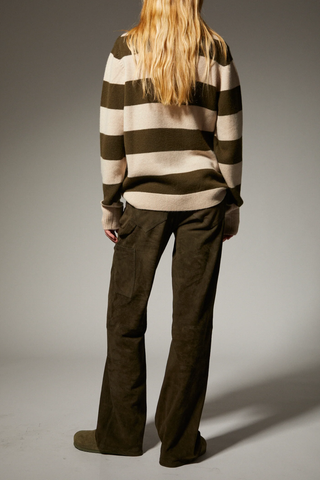 Cashmere Rugby Polo | Olive Stripes