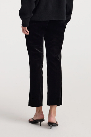 Cigarette Leg Velvet Tailored Trousers | Black