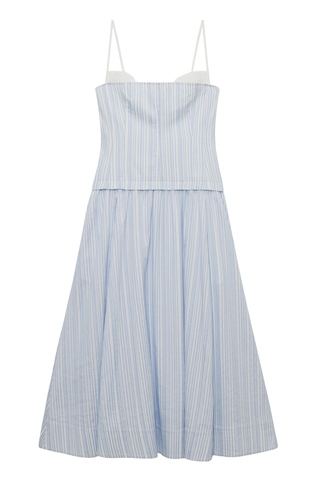 Quinlin Bustier Midi Dress | Blue Stripe
