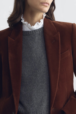 Anabel Velvet Blazer | Burnt Sienna