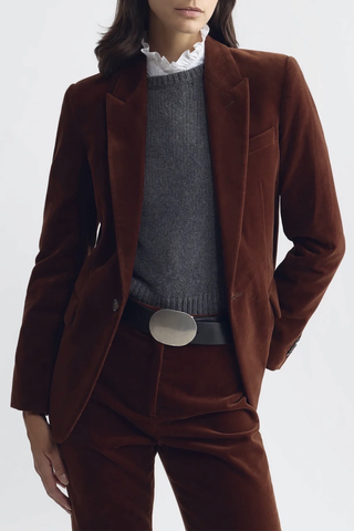 Anabel Velvet Blazer | Burnt Sienna