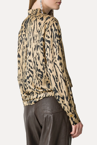 Satin Oversized Shirt With “Moiré” Print Design | Honey