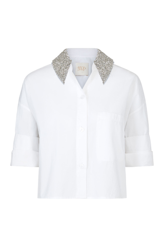 Next Ex Shirt With Crystal Collar | White