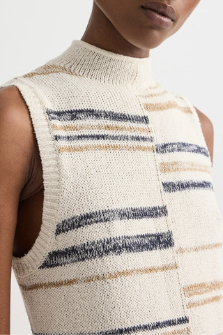 Fringe Sleeveless Dress | Ivory Multi