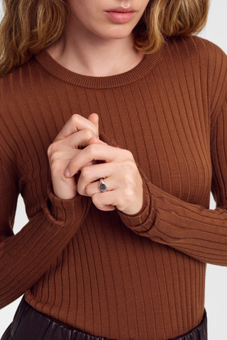 Kyle Ribbed Merino Top | Butterscotch