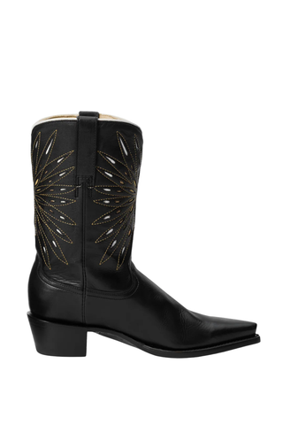 The Southwest Cowboy Boot | Black W/ Gold Sunburst