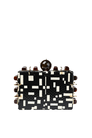 The Chest Clutch | Printed Snake White