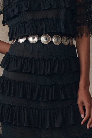 The Winter Mesh Flounce Skirt | Black