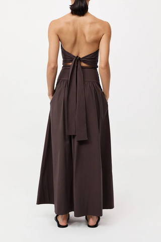 Gathered Strapless Tie Back Dress | Chocolate Plum