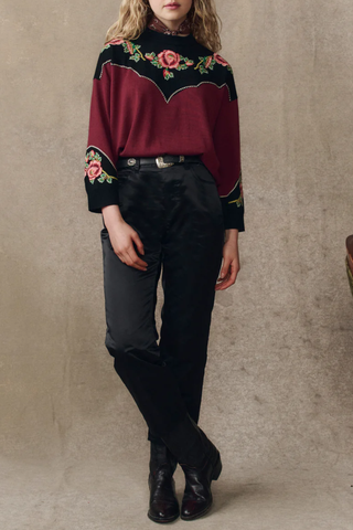 The Heirloom Rose Western Pullover | Wine