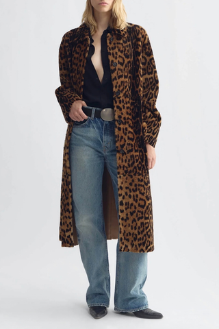 Davelle Shearling Coat | Leopard Print