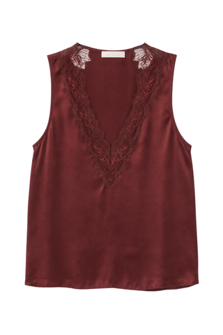 Mazzy V-Neck Lace Tank | Cabernet