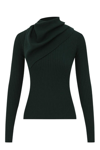 Valiant Merino Scarf Top | Bottle Green