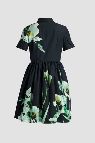 Floral Cotton Short Sleeve Mini Dress | Mirrored Orchid