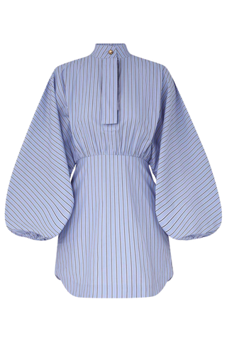 Drawstring Stripe Mini Dress | Hydrangea Stripe