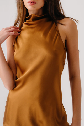 Una Cowled Halter Tunic | Tobacco