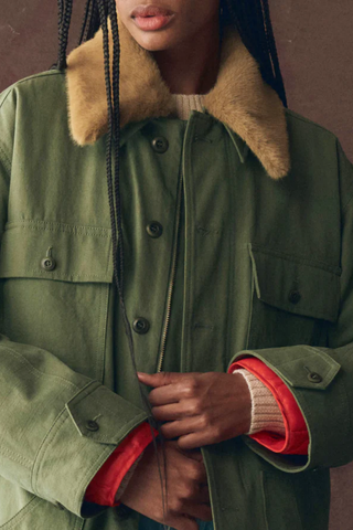 The Quilted Liner Parka | Army w/ Hot Orange